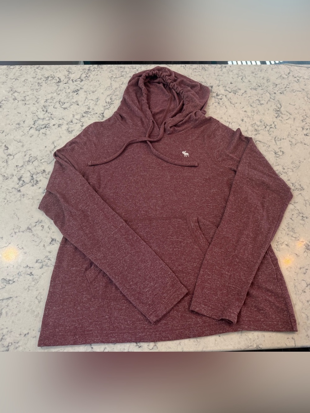 Y2K Abercrombie & Fitch Men’s Medium Heathered Burgundy Pullover Hoodie